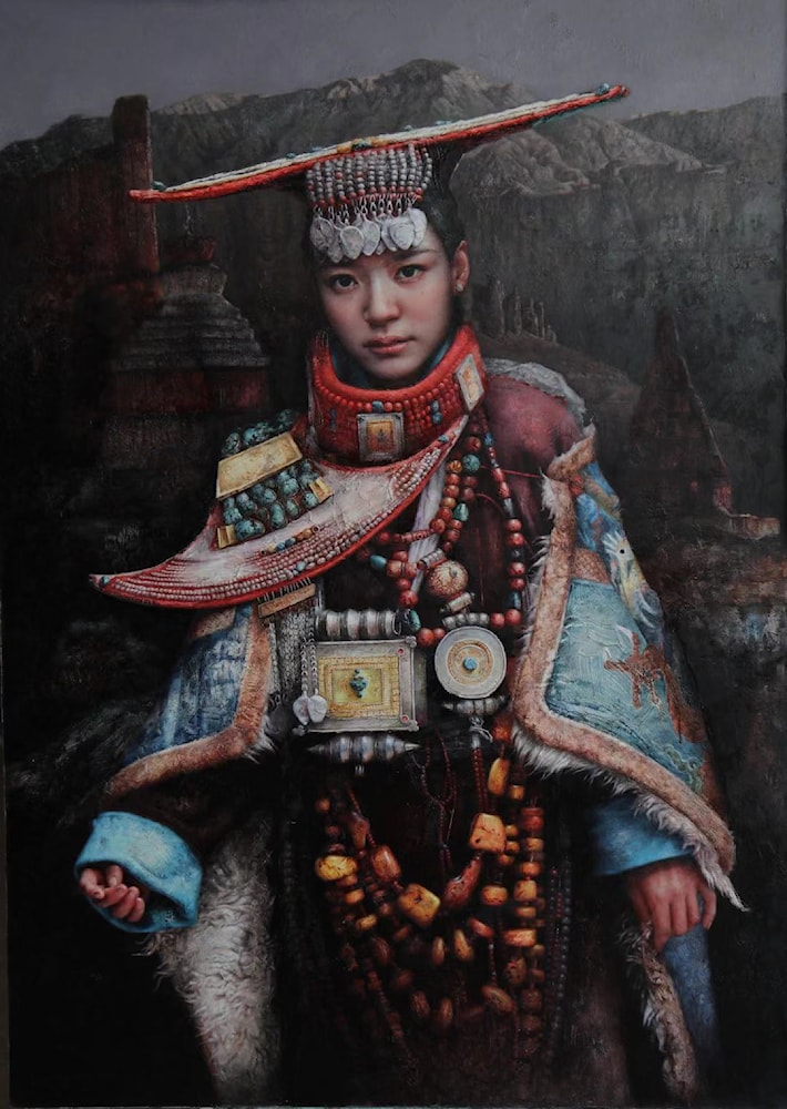 西藏盛装少女 (Girl in Tibetan Dress)