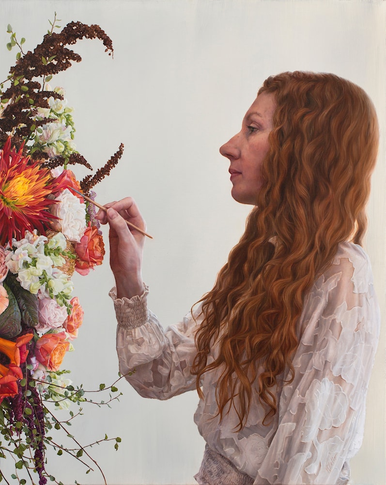 Self-Portrait Painting Flowers